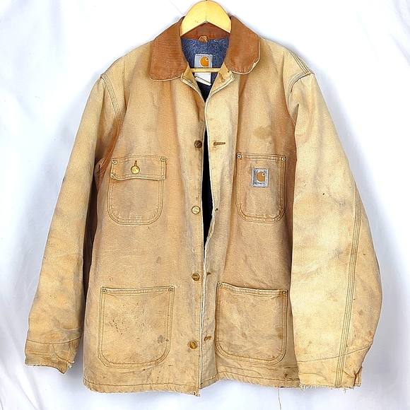 Carhartt Other - CARHARTT Vintage Thrashed Chore Utility Canvas Blanket Lined Jacket